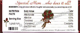 Mother's Day Rose Bouquet Candy Bar Wrapper Back